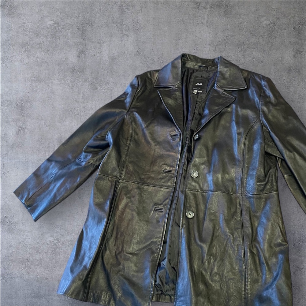 Genuine black leather coat JLC NY  poly lining